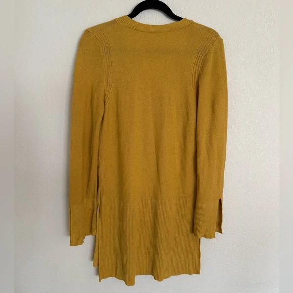 Free People Mustard Criss Cross Tunic Sweater Top - Picture 3 of 4